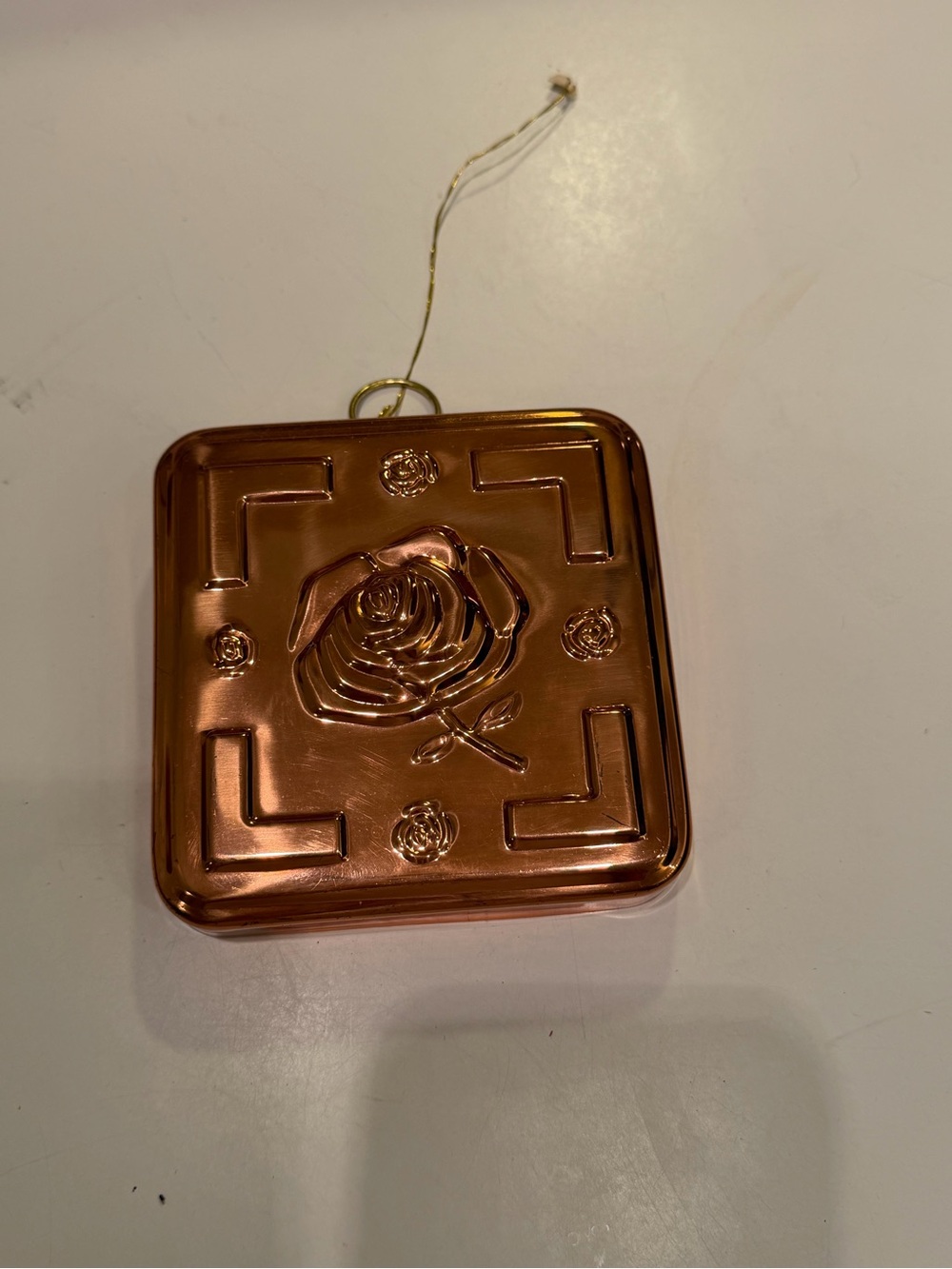 Vintage Copper Rose Decorative Gelatin Mold Wall Decor
